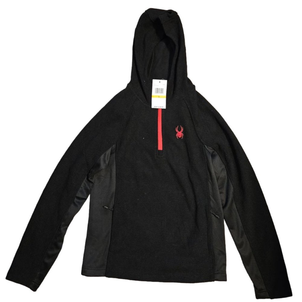Spyder Men's Racer 1/4 Zip Pullover Hoodie Black Size Small